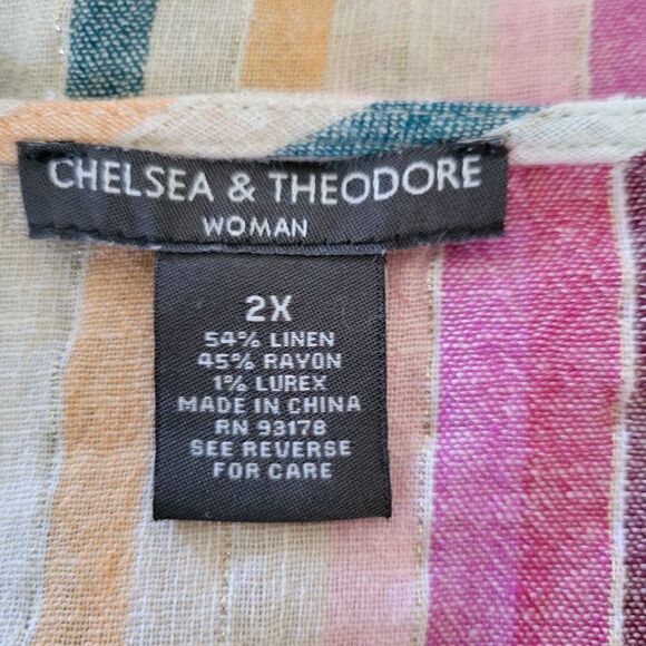 Chelsea & Theodore Linen Striped Top (Size 2X) - Picture 5 of 6